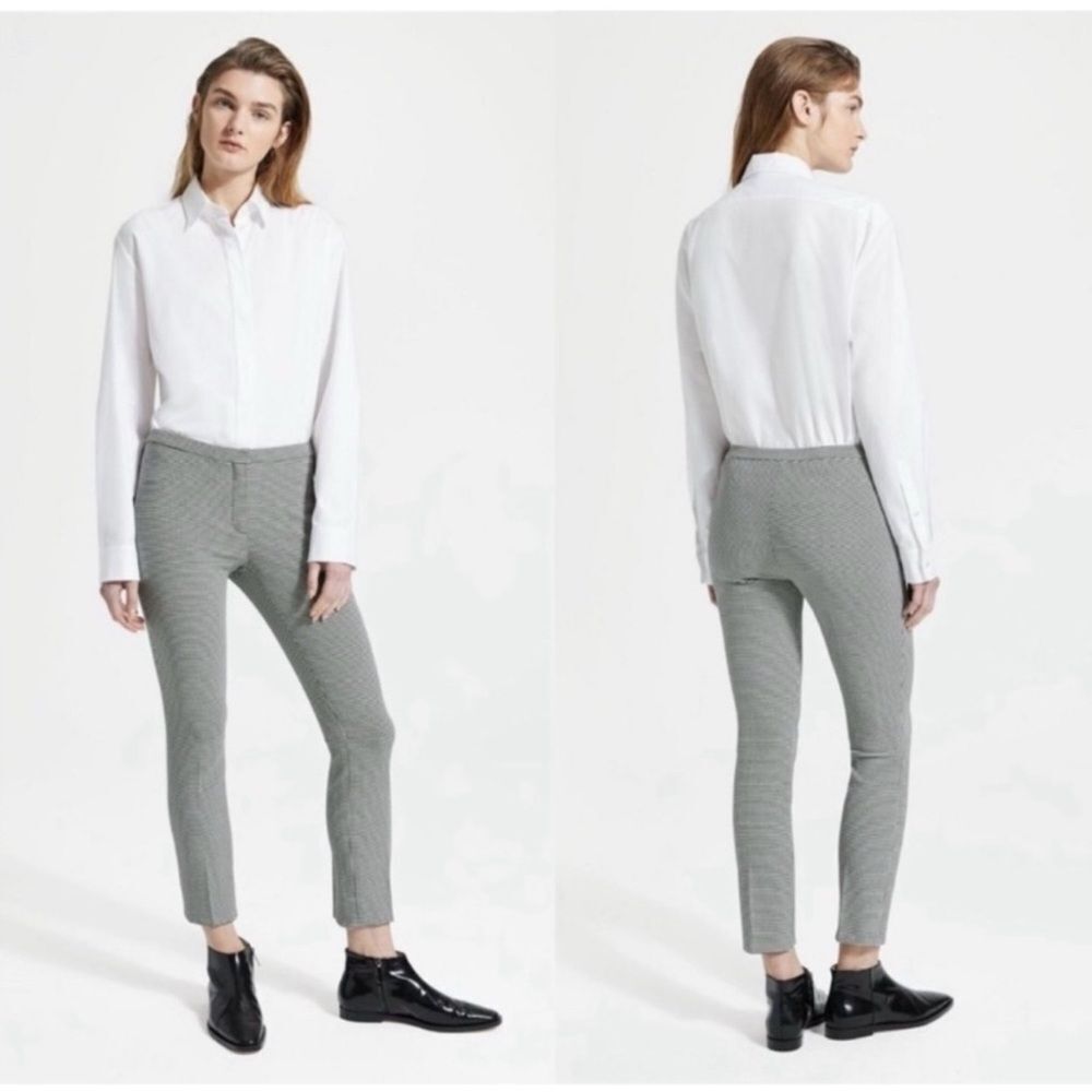 Theory black & white houndstooth classic skinny hi rise dress pants
